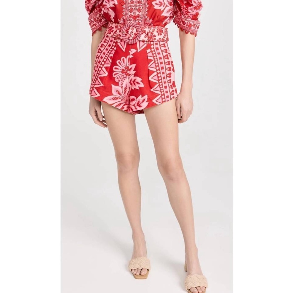 Farm Rio Flora tapestry red shorts 32 Large 12